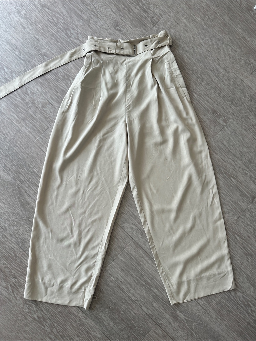 Aritzia Babaton 101 High-Waist Wide Leg Belted 100% silk Pants. Size 0. Preowned